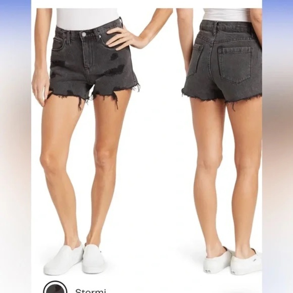 Blank NYC The Barrow‎ High-Rise Washed Out Distressed Shorts